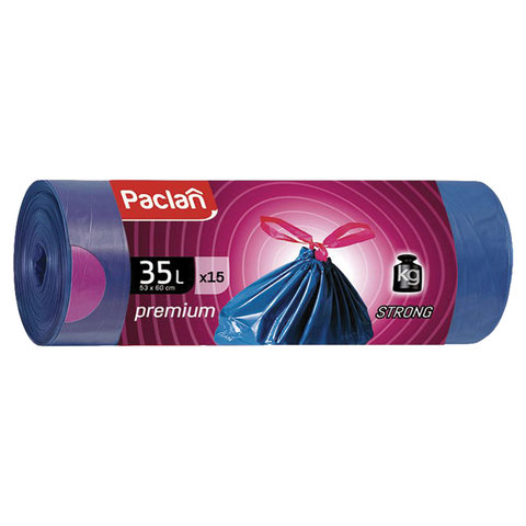 

Мешки для мусора PACLAN Premium 35л, 15шт., синий (402170 ), 0