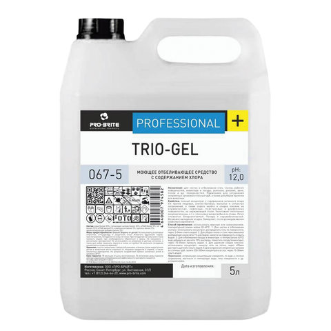 

Гель отбеливание, очищение поверхности, удаление запаха PRO-BRITE TRIO-GEL, 5л (067-5)