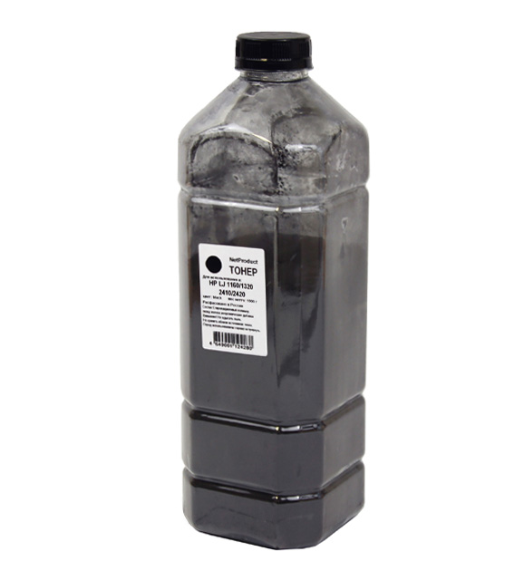 Тонер NetProduct, бутыль 1 кг, черный, совместимый для LJ 1160/1320/2410/2420 (2010502138)