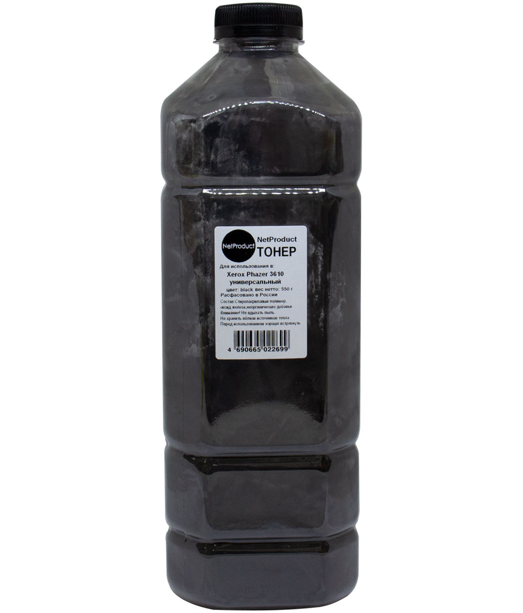 Тонер NetProduct, бутыль 550 г, черный, совместимый для Xerox Phaser 3610, WC 3615/3655, универсальный (201040839022)