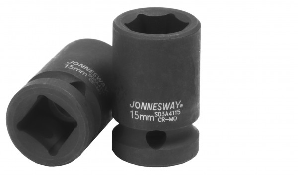 

Головка торцевая Jonnesway, ударная, шестигранная, 15мм, 1/2", высота 38мм (S03A4115)