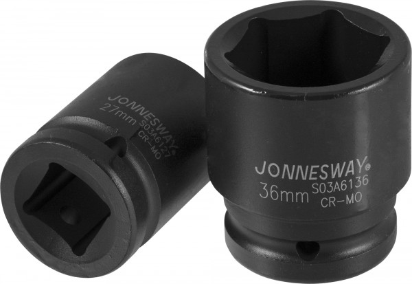 

Головка торцевая Jonnesway, ударная, шестигранная, 19мм, 3/4″, высота 51мм (S03A6119)