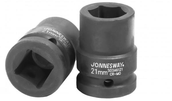 

Головка торцевая Jonnesway, ударная, шестигранная, 21мм, 3/4″, высота 51мм (S03A6121)