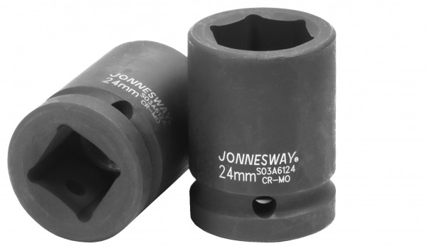 

Головка торцевая Jonnesway, ударная, шестигранная, 24мм, 3/4″, высота 51мм (S03A6124)
