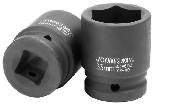 

Головка торцевая Jonnesway, ударная, шестигранная, 33мм, 3/4″, высота 57мм (S03A6133)
