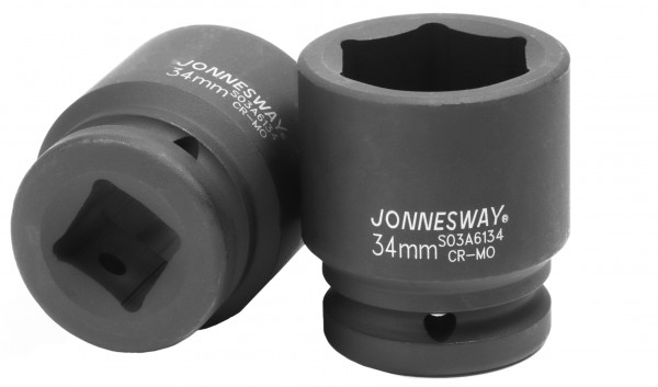 

Головка торцевая Jonnesway, ударная, шестигранная, 34мм, 3/4″, высота 57мм (S03A6134)
