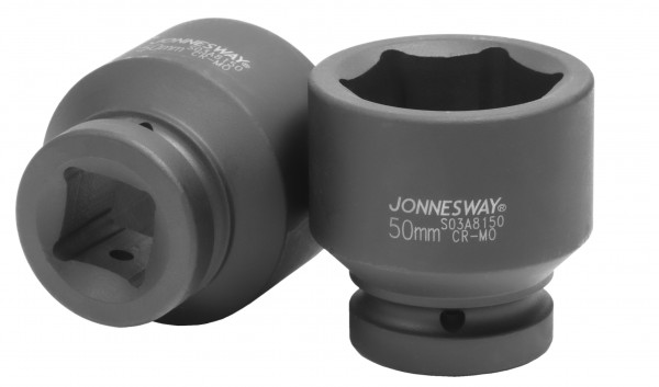 

Головка торцевая Jonnesway, ударная, шестигранная, 50мм, 1", высота 74мм (S03A8150)