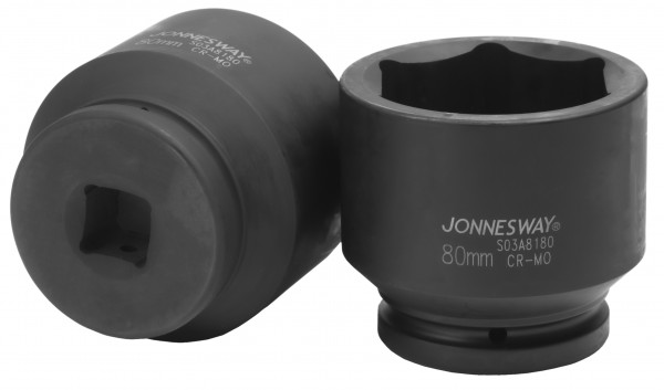 

Головка торцевая Jonnesway, ударная, шестигранная, 80мм, 1", высота 100мм (S03A8180), 0