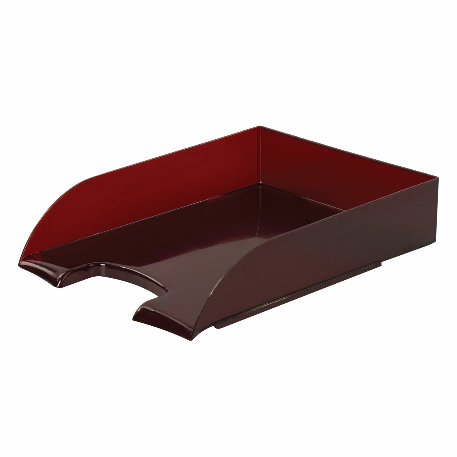 Лоток для бумаг горизонтальный Brauberg Office style 1 отделение, пластиковый, тонированный красный (237291)