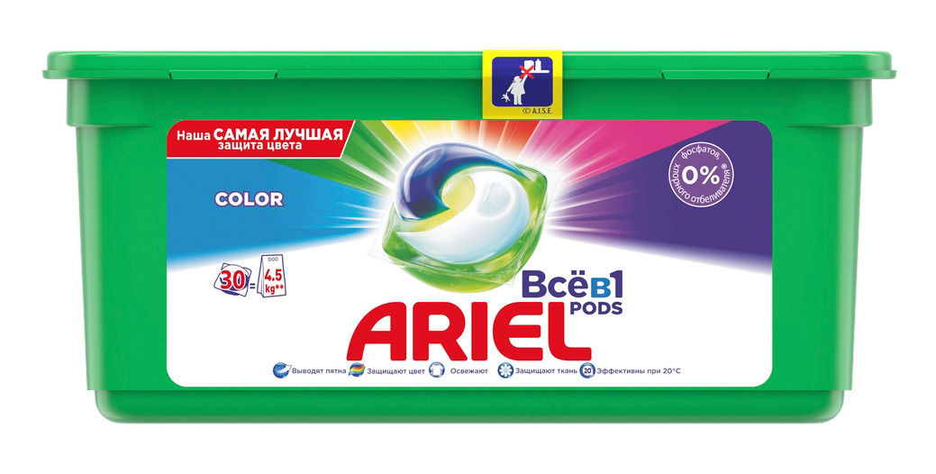 

Стиральный порошок Ariel Color, для цветного белья, 756г, в капсулах по 23,8г. (843258), Color