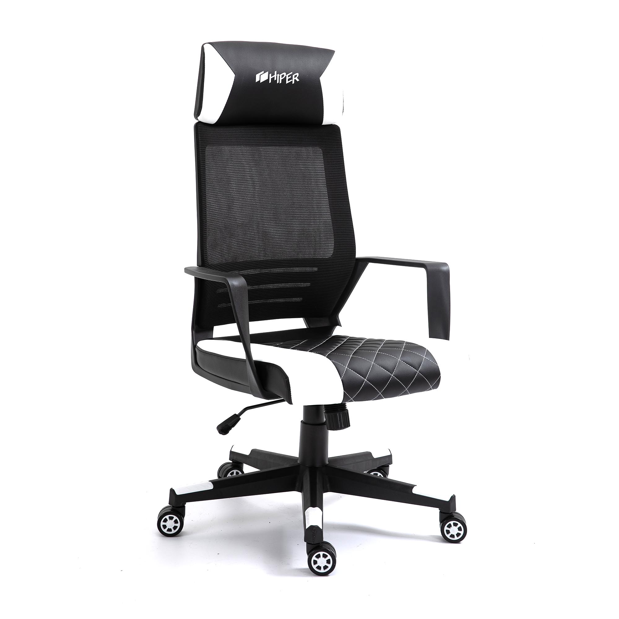 Кресло игровое Hiper HGS-108 BLK, черный/белый