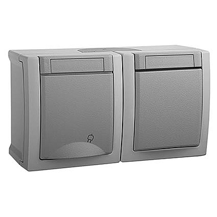 Блок розетка+выключатель Panasonic Pacific, выключателей: 1, розеток: 1, серый (WPTC48012GR-RU)