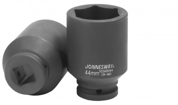 

Головка торцевая Jonnesway, глубокая, ударная, шестигранная, 44мм, 3/4″, высота 90мм (S03AD6144), 0