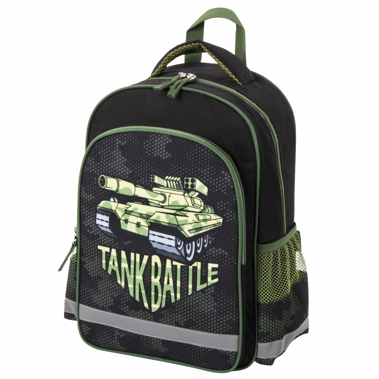 

Рюкзак ПИФАГОР SCHOOL Tank, формоустойчивая, 1 отделение, черный/зеленый (229995)