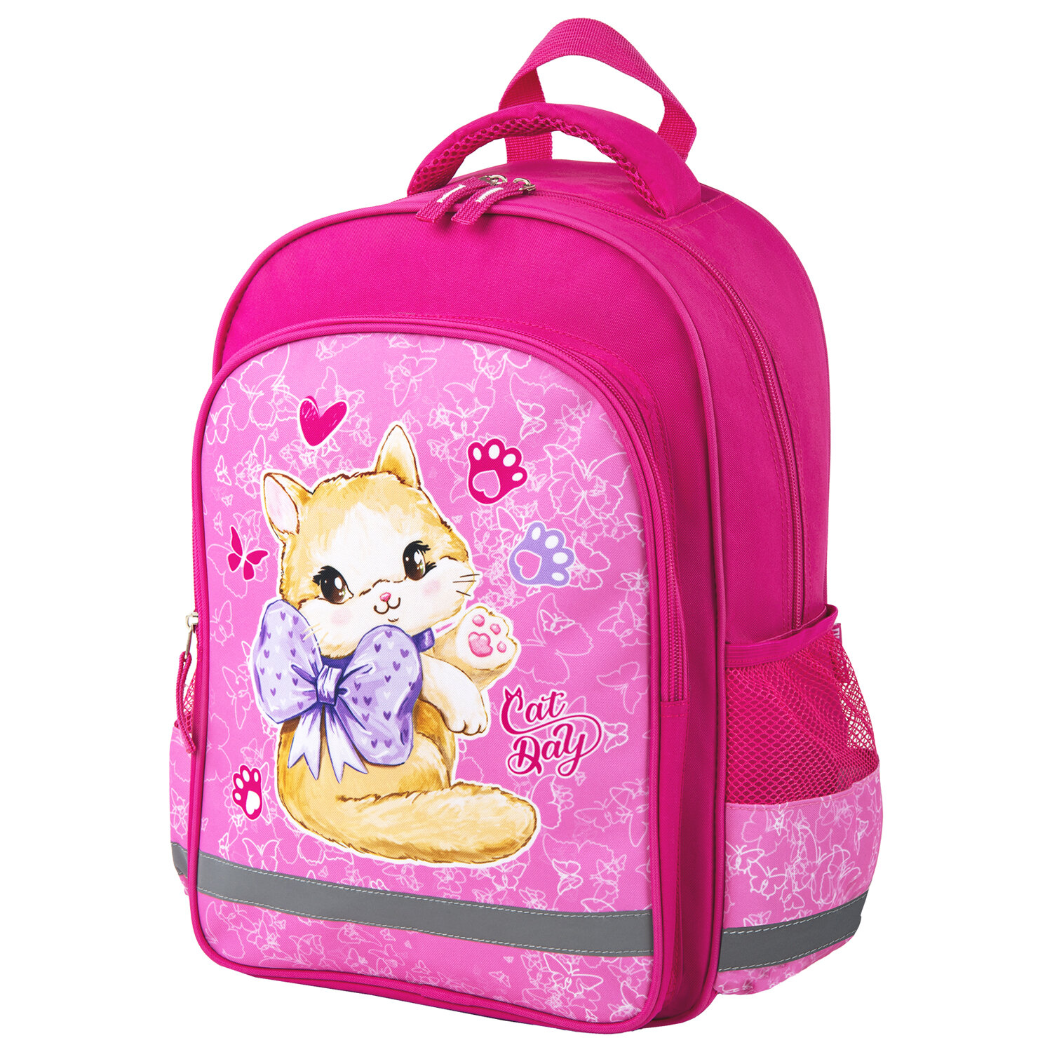 

Рюкзак ПИФАГОР SCHOOL Cat day, формоустойчивая, 1 отделение, розовый (270656)