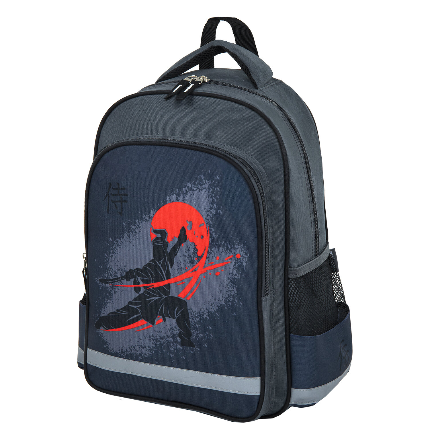 

Рюкзак ПИФАГОР SCHOOL Samurai, формоустойчивая, 1 отделение, серый/черный (270662)