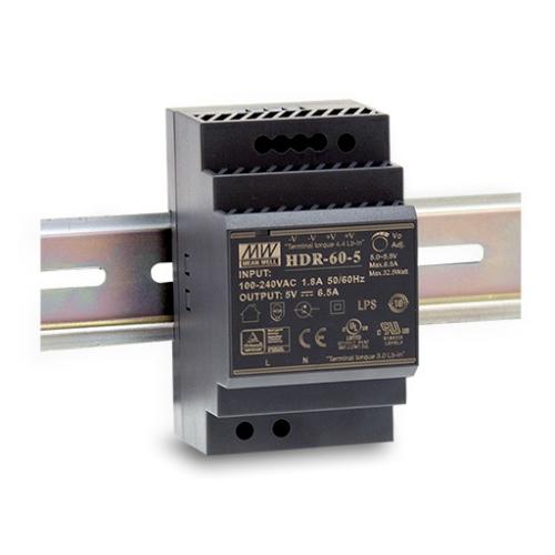 

Блок питания Mean Well HDR-60-12, на DIN-рейку 54Вт 12В 4.5А, черный (HDR-60-12MW), HDR-60-12