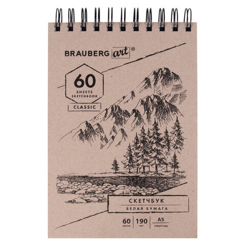 

Скетчбук 60 листов, 145х212 мм, 190г/м², гребень, твердая обложка, BRAUBERG ART CLASSIC 113851 (113851), Нет данных, 113851