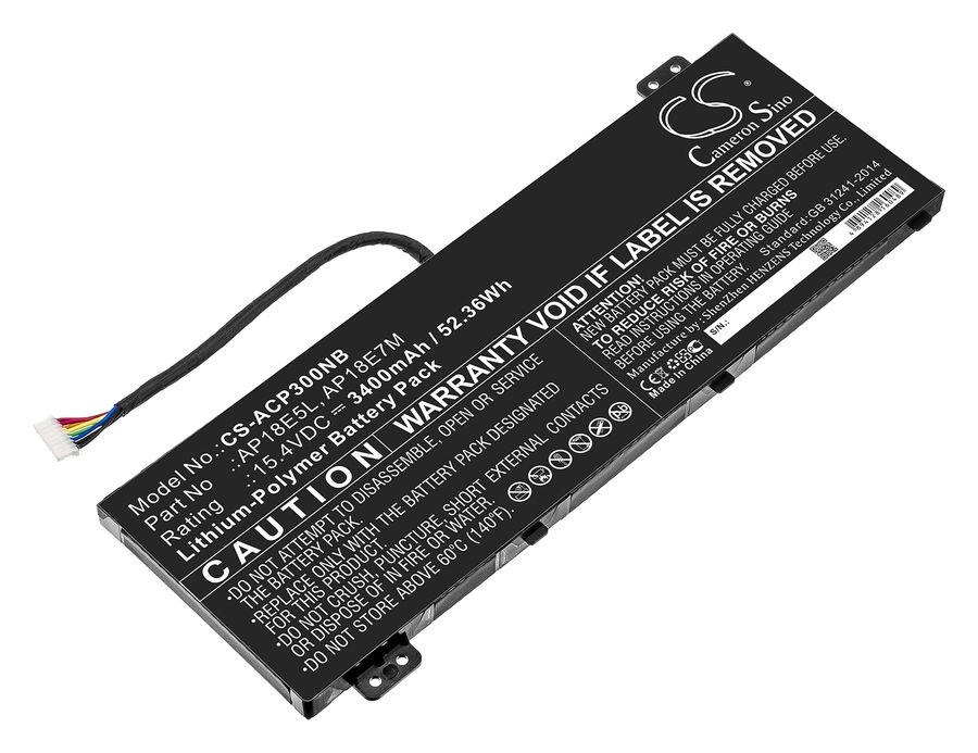 Аккумуляторная батарея CameronSino CS-ACP300NB для Acer Predator Helios 300, PH315 Zin, 15.4V, 3400mAh, черный
