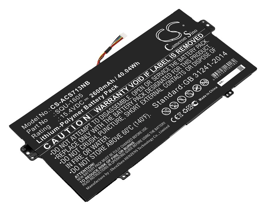 

Аккумуляторная батарея CameronSino CS-ACS713NB для Acer SF713, Spin 7 SP714, 15.4V, 2600mAh, черный, CS-ACS713NB