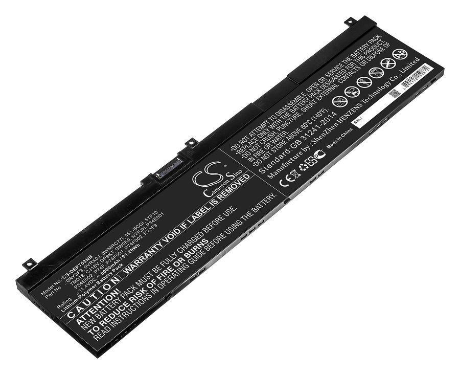 Аккумуляторная батарея CameronSino CS-DEP753NB для Dell Precision 7330, Precision 7540, Precision 7530, Precision 7730, 11.4V, 8000mAh, черный