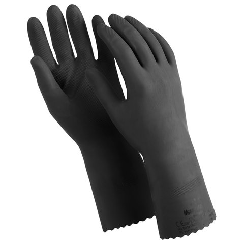 Перчатки хозяйственно-бытовые латексные, от химических воздействий, XL, черный, MANIPULA