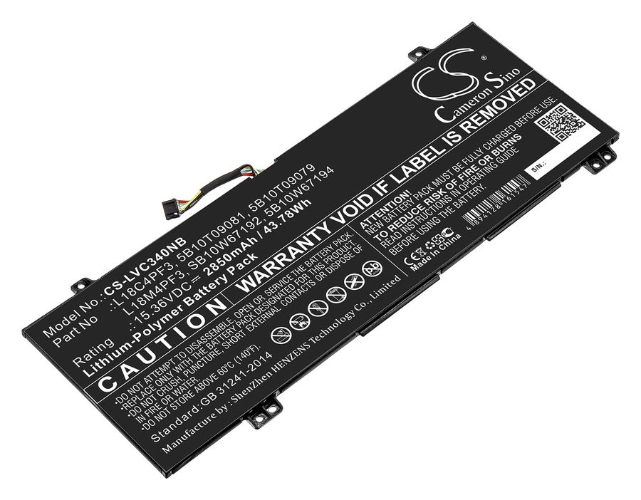 Аккумуляторная батарея CameronSino CS-LVC340NB для Lenovo IdeaPad C340, 15.4V, 2850mAh, черный