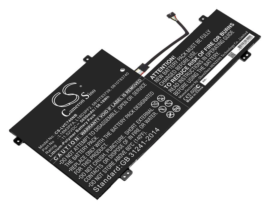 Аккумуляторная батарея CameronSino CS-LVC740NB для Lenovo Yoga C740, Yoga C740-15IML, YOGA C740-15, 11.5V, 5050mAh, черный