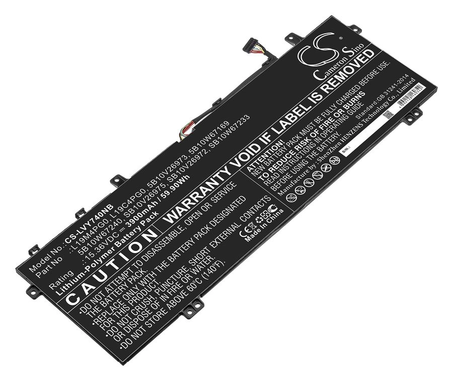 Аккумуляторная батарея CameronSino CS-LVY740NB для Lenovo Lenovo Legion Y740S, Legion Y740S-15IMH, Legion Y9000X, 15.4V, 3900mAh, черный