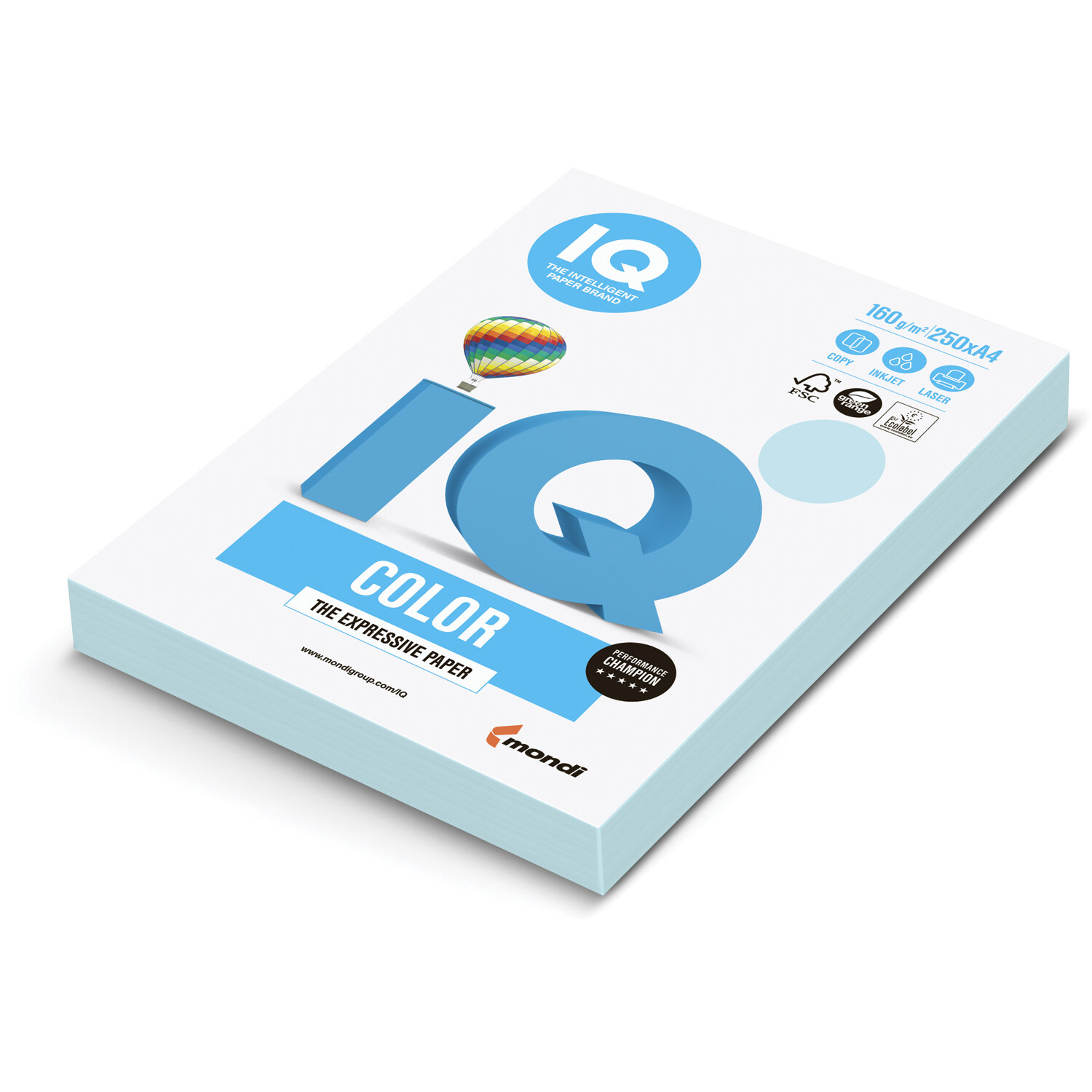 

Бумага A4 160 г/м², голубой пастель IQ COLOR (OBL70), 0