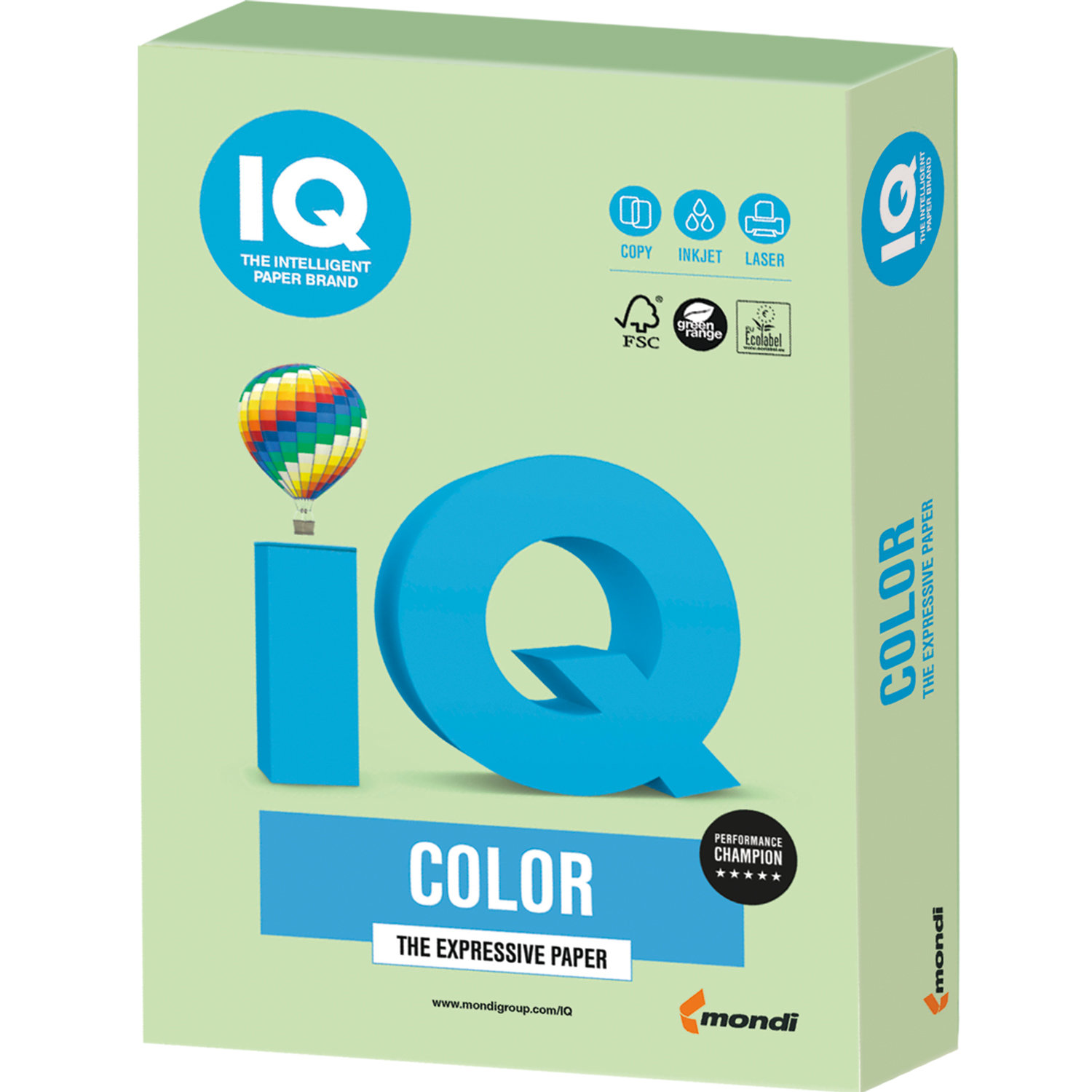 

Бумага A4 160г/м² 250 листов, зеленый пастель, IQ COLOR (MG28), 0