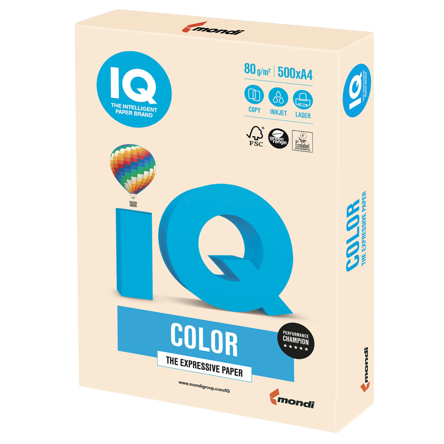 

Бумага A4 80 г/м² 500 листов, кремовый пастель IQ COLOR (CR20)