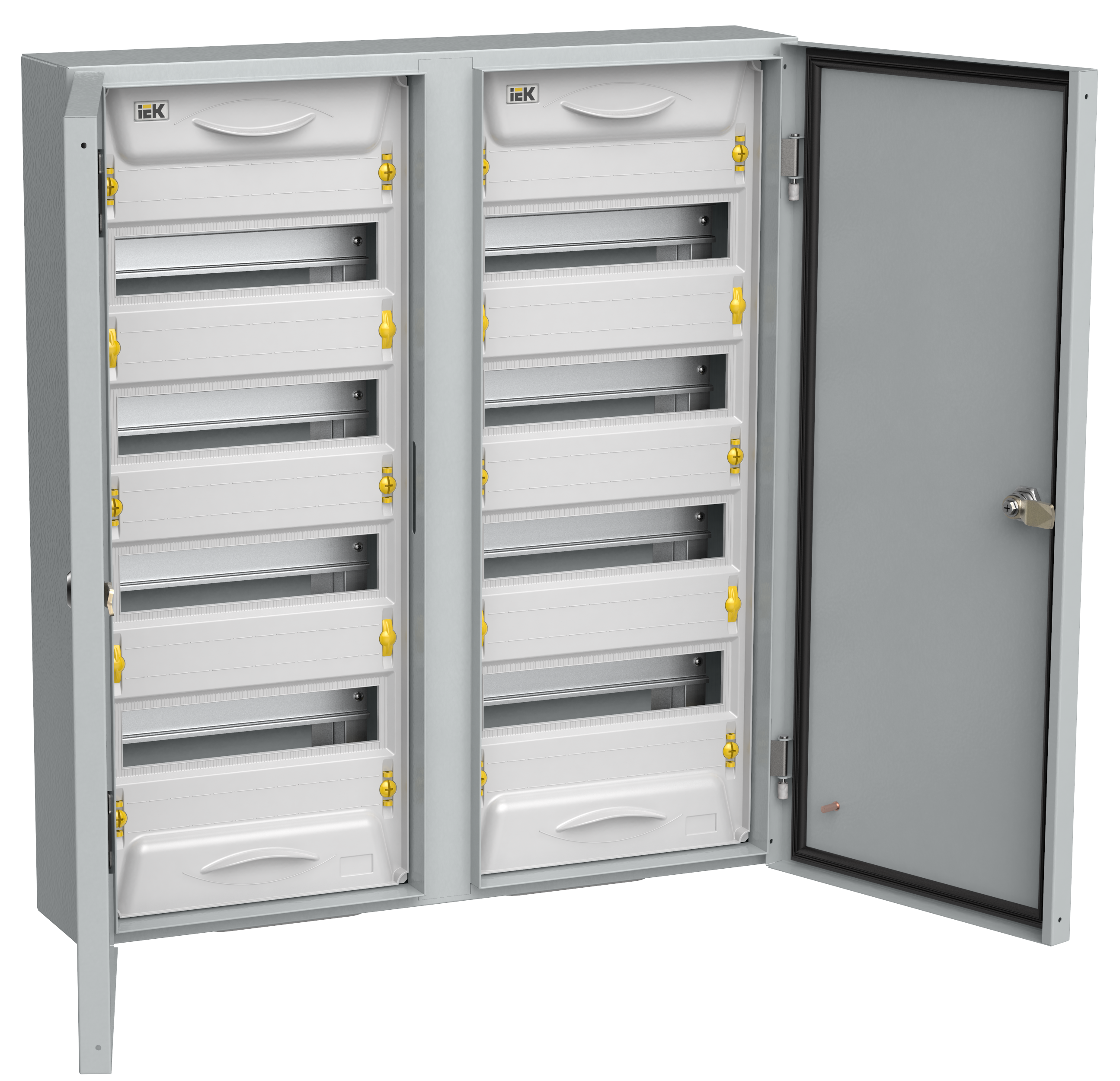 

Щит распределительный ЩРн-2х48з-1, навесной, металл, 4 ряда/96 модулей, замок с ключом, без клеммных колодок, серый, IP 54, UNIVERSAL IEK (MKM11-N-2X48-54-Z-U), ЩРн-2х48з-1