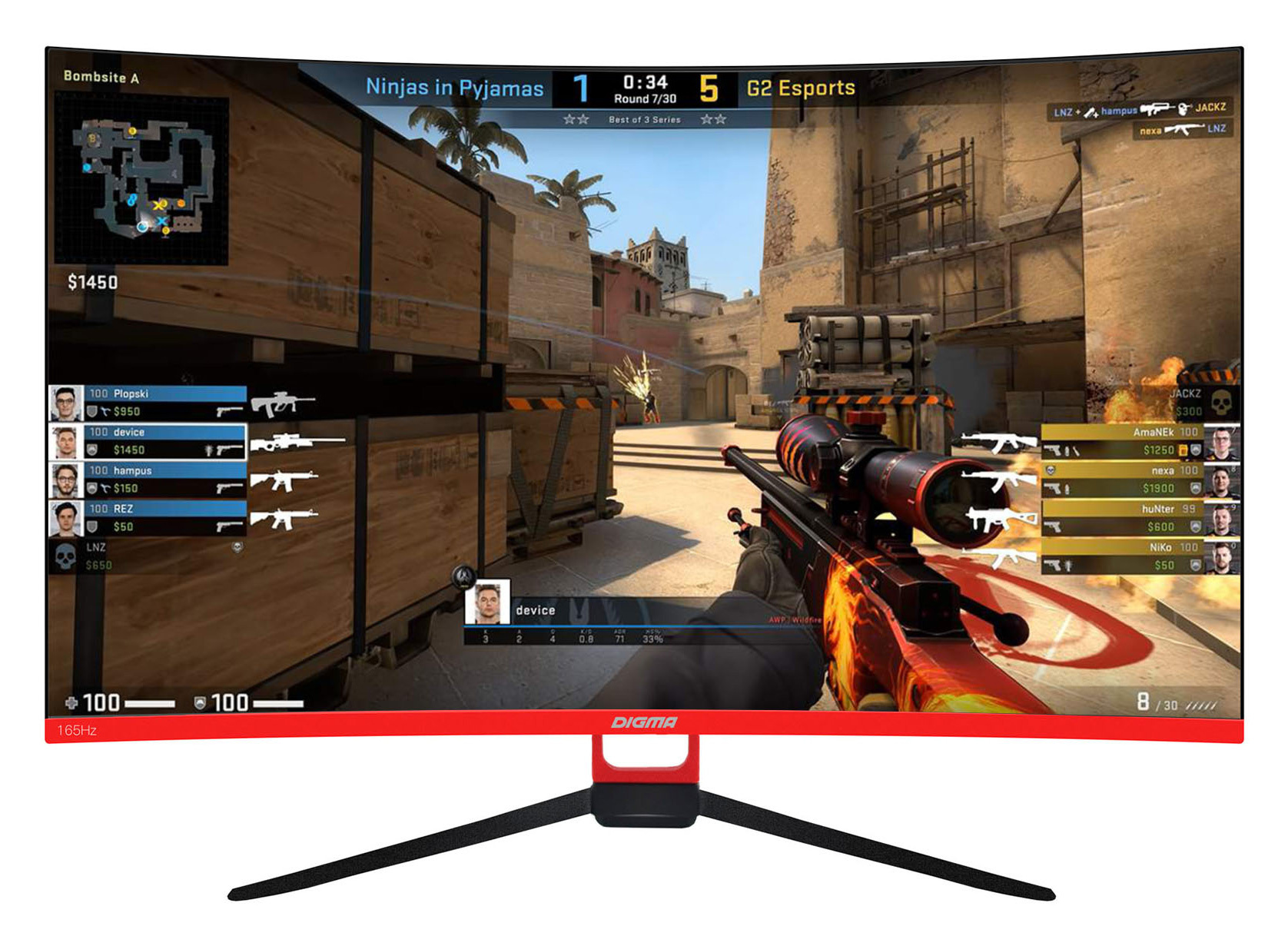 

Монитор 31.5" Digma Gaming DM-MONG3210 VA, изогнутый, 1920x1080 (16:9), 280кд/м2, 165Hz, 5мс, 178°/178°, AMD FreeSync/NVIDIA G-Sync, HDMI, DisplayPort, черный/красный, плохая упаковка, DM-MONG3210