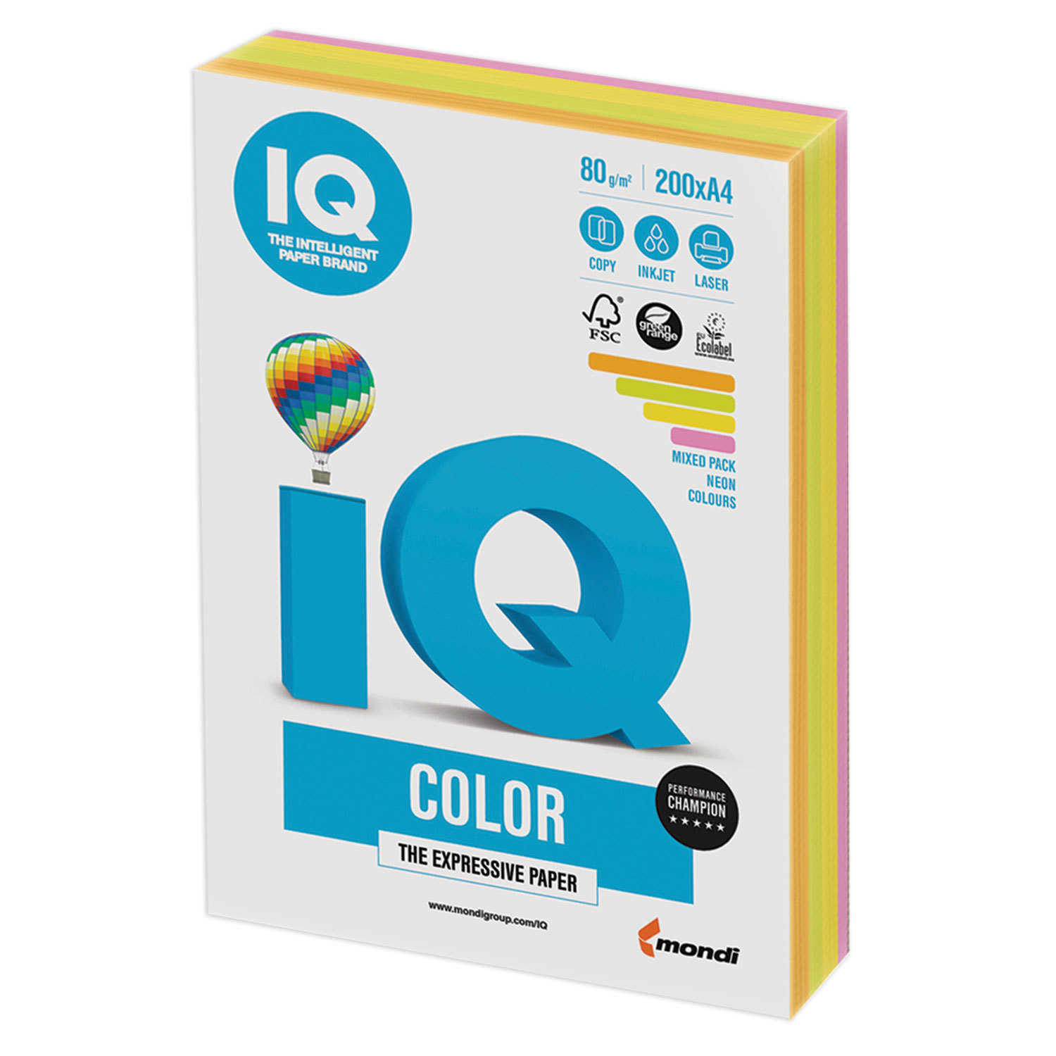 

Бумага A4 80 г/м² 200 листов, микс неон IQ COLOR (RB04)