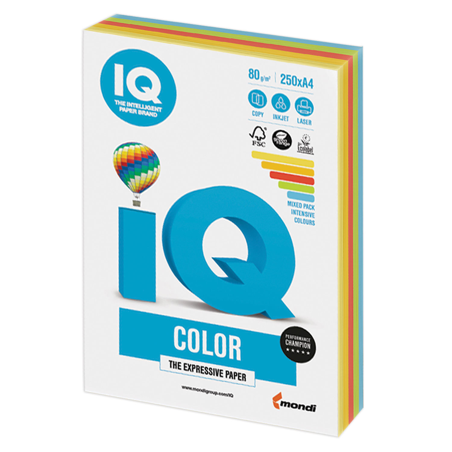 

Бумага A4 80 г/м² 250 листов, микс интенсив IQ COLOR (RB02)