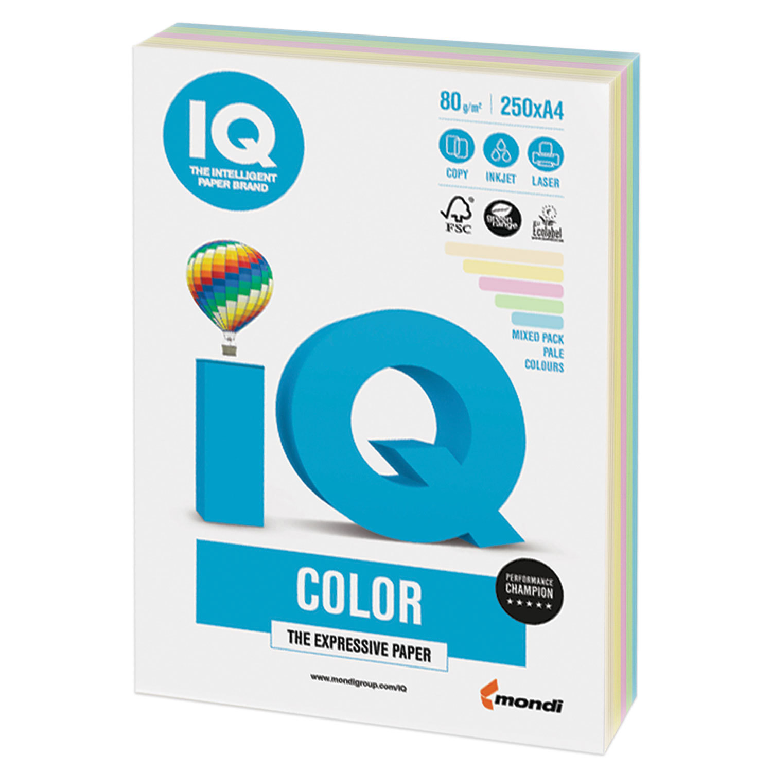 Бумага A4 80 г/м², микс пастель IQ COLOR (RB01)