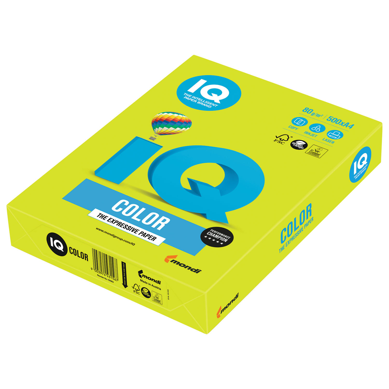 

Бумага A4 80г/м² 500 листов, зеленый неон, IQ COLOR (NEOGN), 0