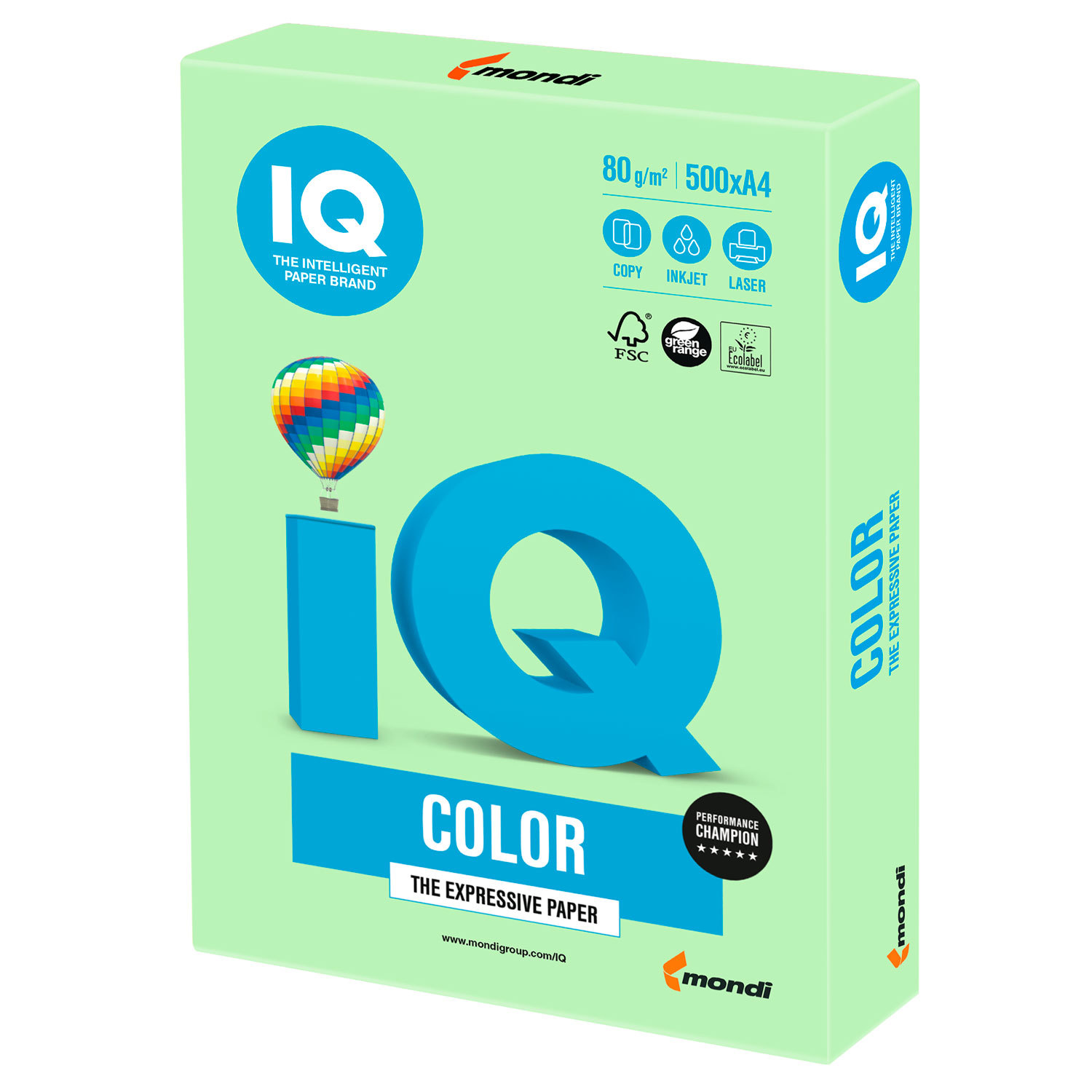 

Бумага A4 80г/м² 500 листов, зеленый пастель, IQ COLOR (MG28), 0
