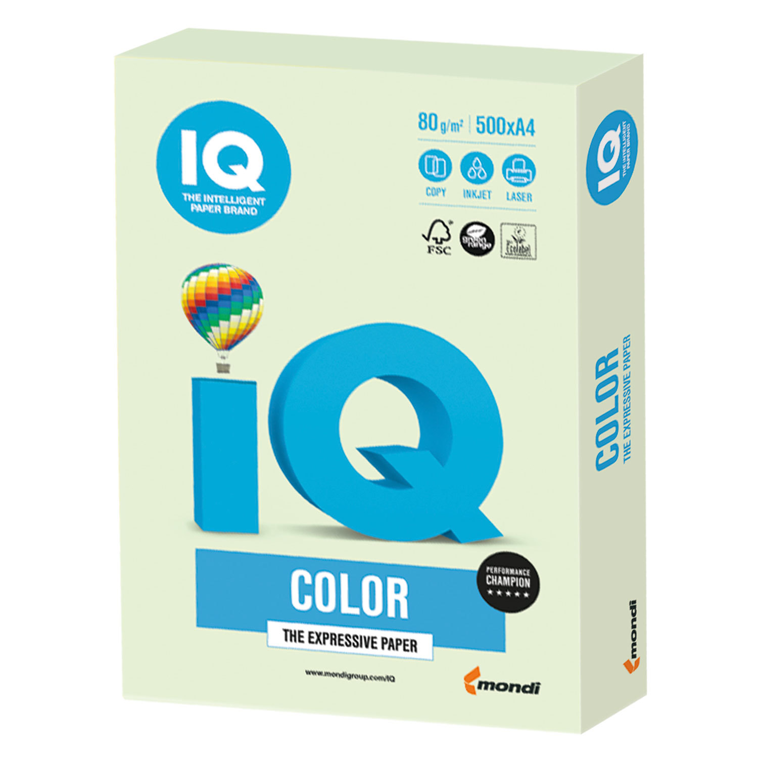 

Бумага A4 80г/м² 500 листов, зеленый пастель, IQ COLOR (GN27), 0