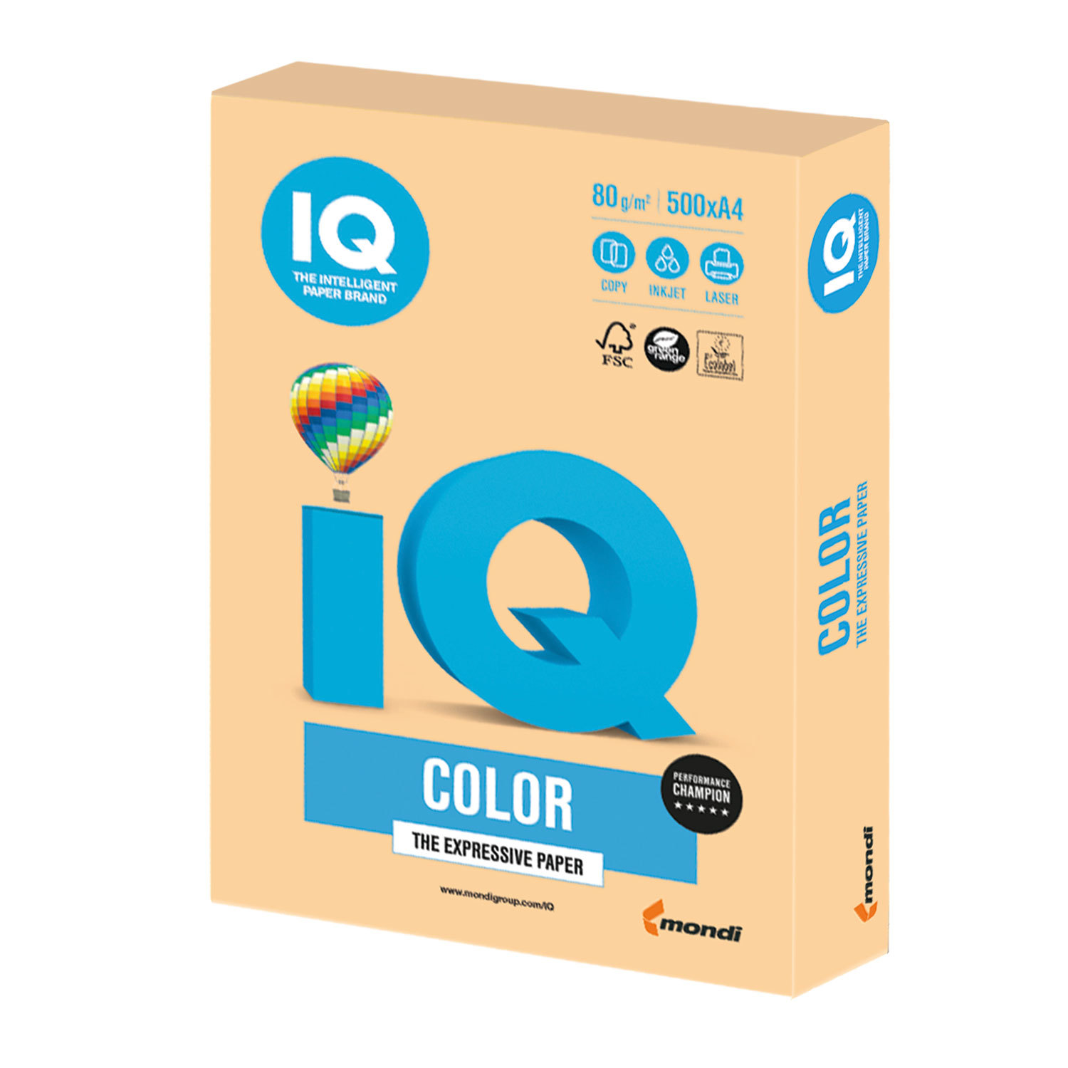 

Бумага A4 80г/м² 500 листов, желтый медиум, IQ COLOR (GO22), 0