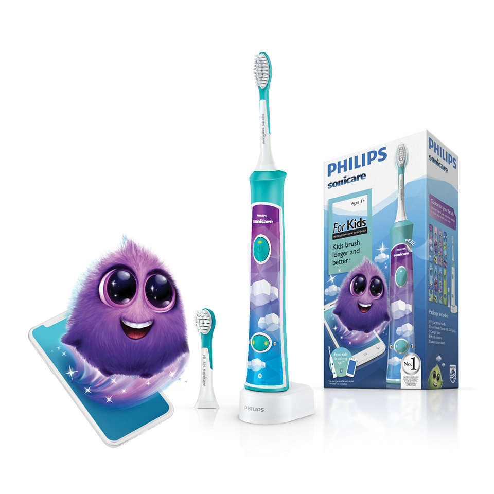 

Детская электрическая зубная щетка Philips Sonicare ForKids, 2 насадки, 2-режима, рисунок (HX6322/04), Sonicare ForKids