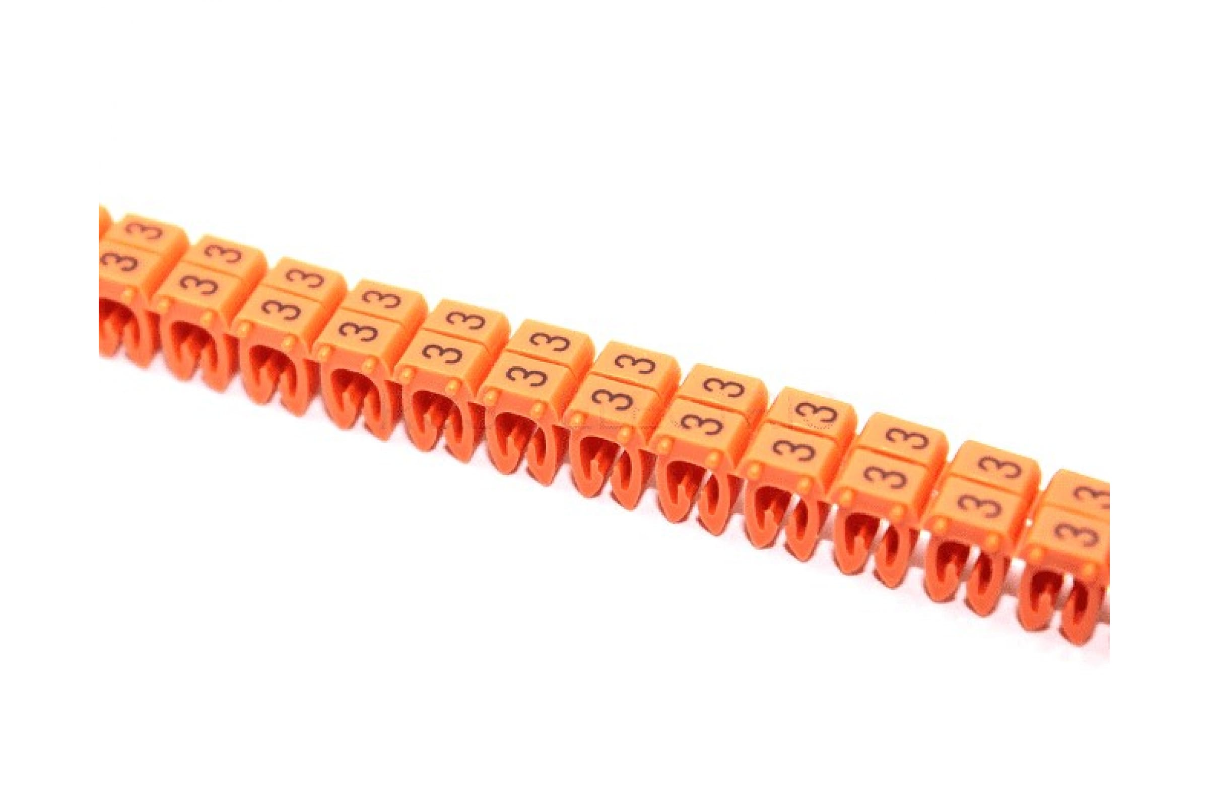 Маркер для кабеля DKC, 200 шт., сечение 0,5-1,5мм символ 3, оранжевый (MKF3S1)