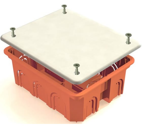 Коробка распаячная прямоугольная 12 см x 9.2 см, глубина 4.5 см, скрытый монтаж, IP20, с крышкой, TDM (SQ1403-1028)
