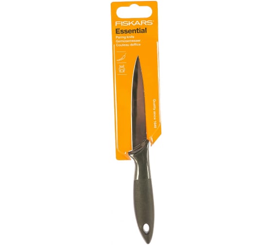 

Нож кухонный для чистки овощей и фруктов FISKARS Essential, лезвие 11см (1023778), Чёрный