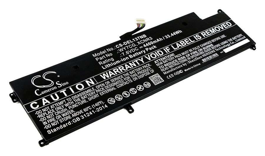 Аккумуляторная батарея CameronSino CS-DEL137NB для Dell Latitude 13 7370 (XCNR3), 7.6V, 4400mAh, черный