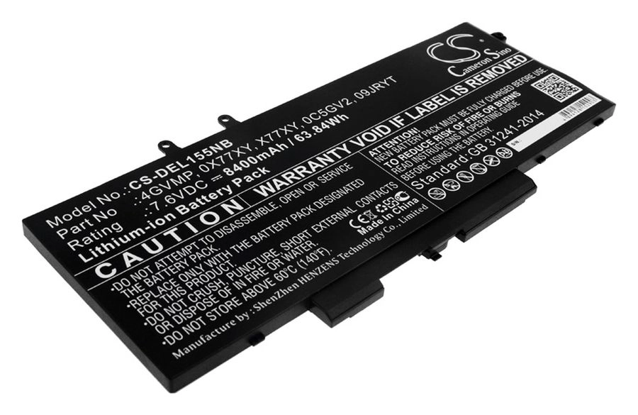 Аккумуляторная батарея CameronSino CS-DEL155NB для Dell Latitude 14 5400, Latitude 14 5500, Precision 3540, 7.6V, 8400mAh, черный