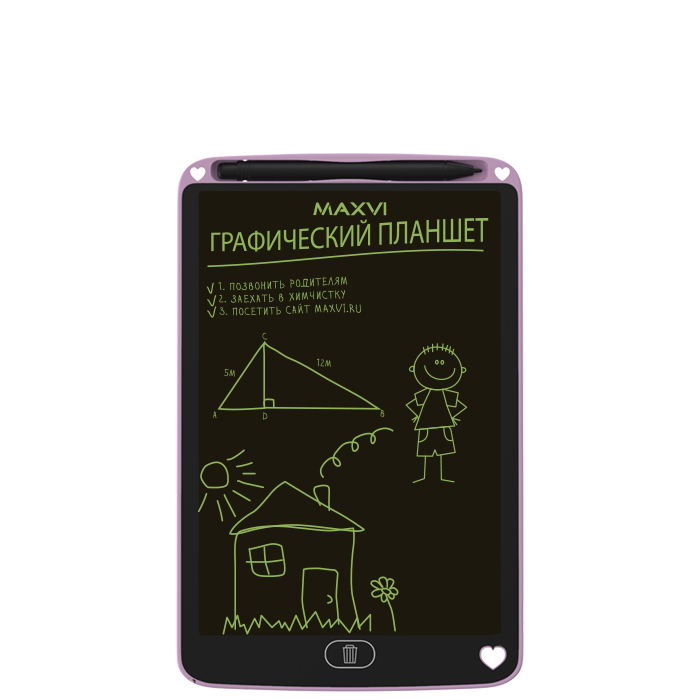 

Графический планшет Maxvi MGT-01, 8.5", перо - беспроводное, розовый, MGT-01