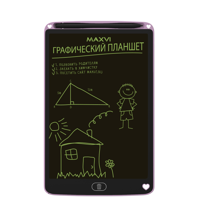 

Графический планшет Maxvi MGT-02, 10.5", перо - беспроводное, розовый, MGT-02