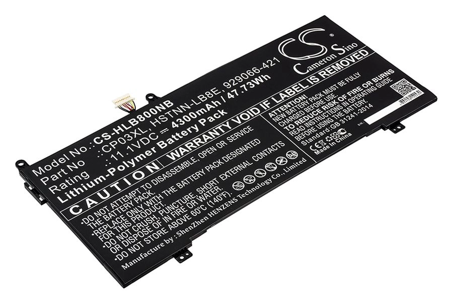 

Аккумуляторная батарея CameronSino CS-HLB800NB для HP Spectre x360 13 Convertible, 11.1V, 4300mAh, черный, CS-HLB800NB
